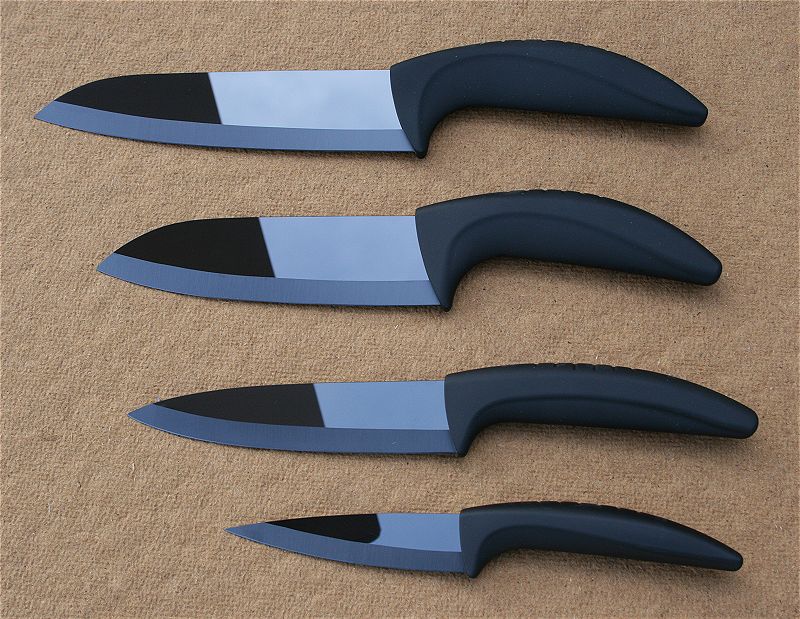 Dárková sada 4 černých, lesklých keramických nožů - Kliknutím na obrázek zavřete