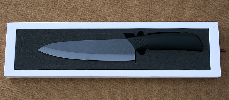 (obrázek pro) Keramický nůž s matným černým ostřím - 17 cm